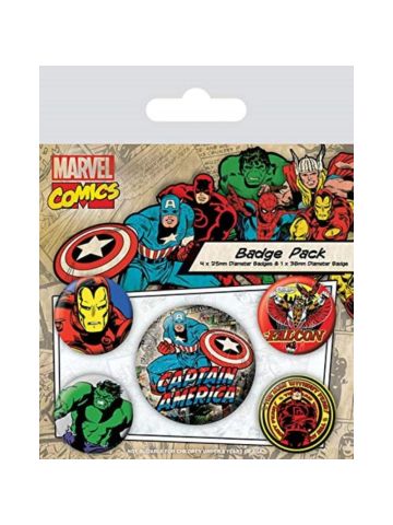 Pyramid International Marvel Retro Captain America Badge, Multi-Colour, 4 x 25mm x 1 x 38mm