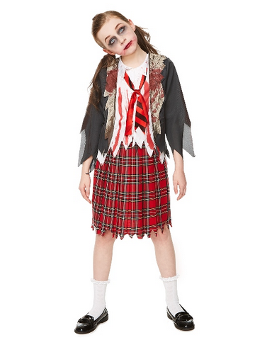 Zombie School Girl Fancy Dress Costume (Age 9-10)