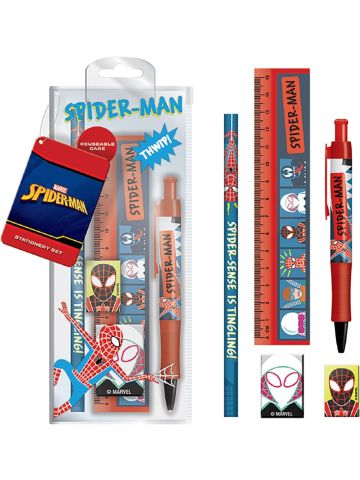Spider-Man Stationery Set, 5-Piece Spiderman Pencil Case with School Supplies - Official Merchandise